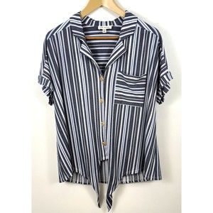 Faith and Joy Womens Top XL Blue Polyester Blend Plaid Sleeveless Doleman